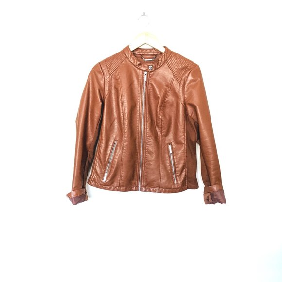 Calvin Klein brown leather jacket - Picture 2 of 2